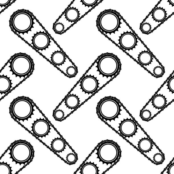 illustrations, cliparts, dessins animés et icônes de différents cadres de chaîne de vélo motif sans couture isolé sur fond blanc - chain bicycle chain gear equipment