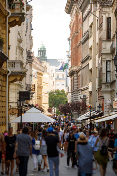 istock Crowded Vaci utca street in Budapest, Hungary 1443566955