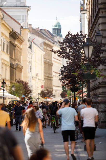 istock Crowded Vaci utca street in Budapest, Hungary 1443566957