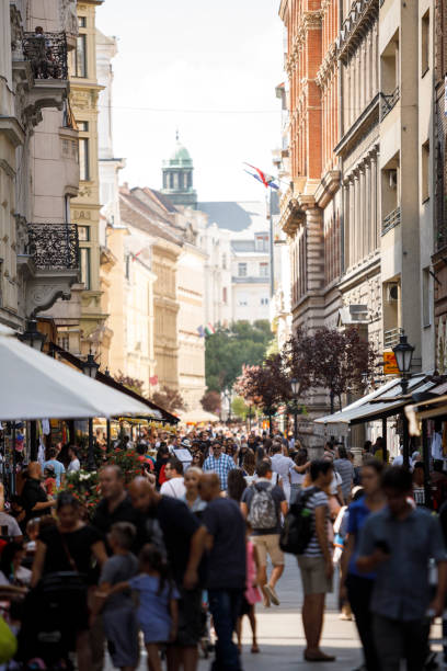 istock Crowded Vaci utca street in Budapest, Hungary 1443566959