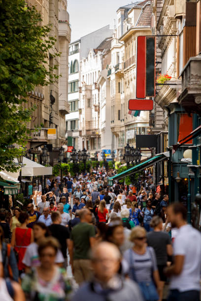 istock Crowded Vaci utca street in Budapest, Hungary 1443567036