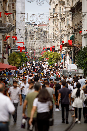 Crowded Istiklal street in Taxim, Istanbul
