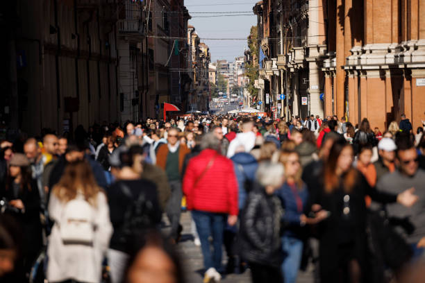 istock Crowded street in Bologna, Italy 1443567113