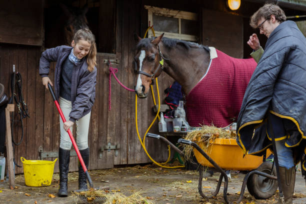 istock Taking Care of Her Horse 1443570428