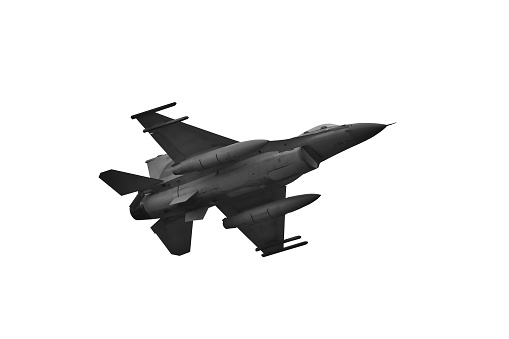 military jet fighter f-16\tisolated on white