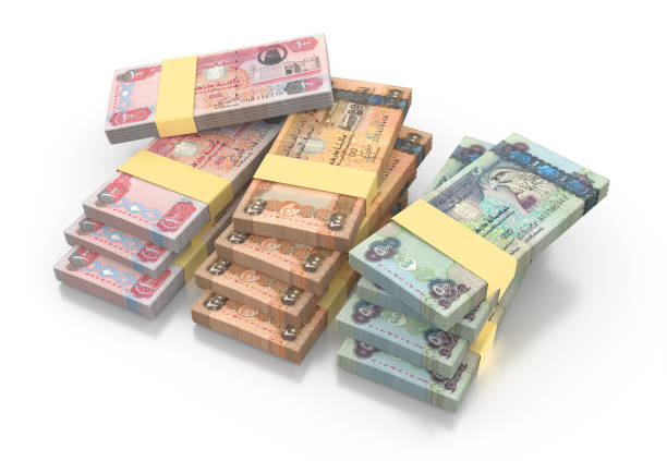 istock United Arab Emirates Currency Dirhams AED 100, 200 and 500 Note isolated on White Background - 3D Illustration 1443572411
