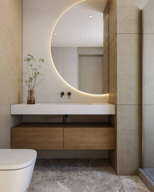 modern bathroom interior - beautiful decor shower design imagens e fotografias de stock