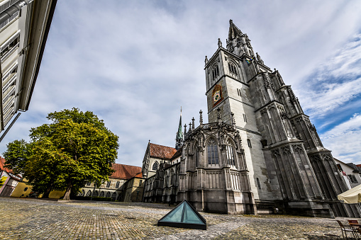 Beautiful Konstanz Munster Church, Plaza And Tree Near It, Germany