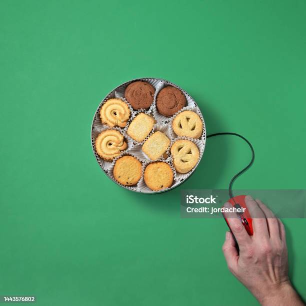Accept Cookie Popup Message From Box With Cookies For Christmas Stock Photo - Download Image Now
