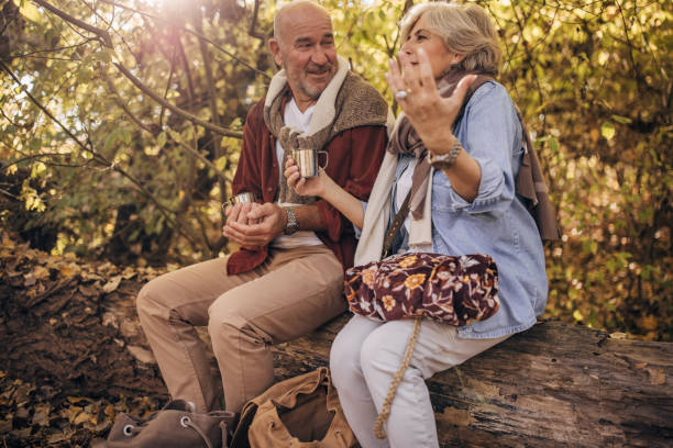 istock Mature couple relaxing in nature 1443577165