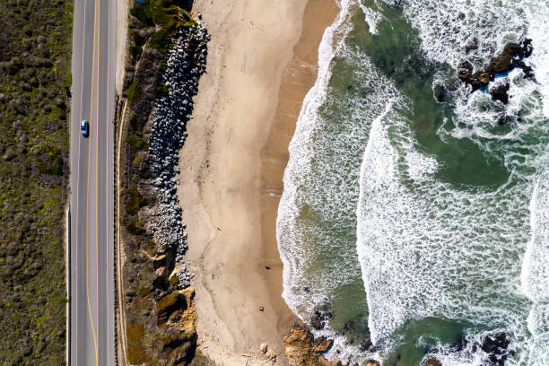 istock Aerial view of a seaside highway 1443580944