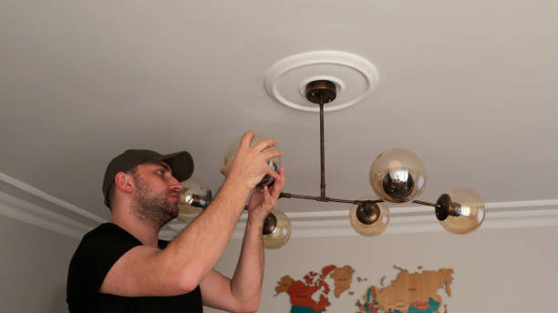 istock Young man wearing chandelier for decoration 1443581206