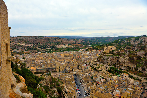 panorama of the historic center of Scicli Sicily Italy