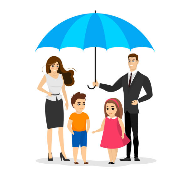 Life Insurance Happy Family Illustrations, Royalty-Free Vector Graphics