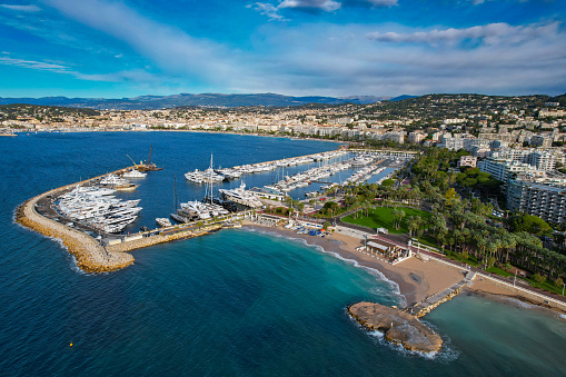 Lifestyle of the rich and famous marina at the home of the famous Cannes film festival, this is one of the most beautiful areas on the Mediterranean Sea in France