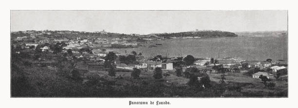 istock Historical panoramic view of Luanda, Angola, halftone print, published in 1899 1443592013