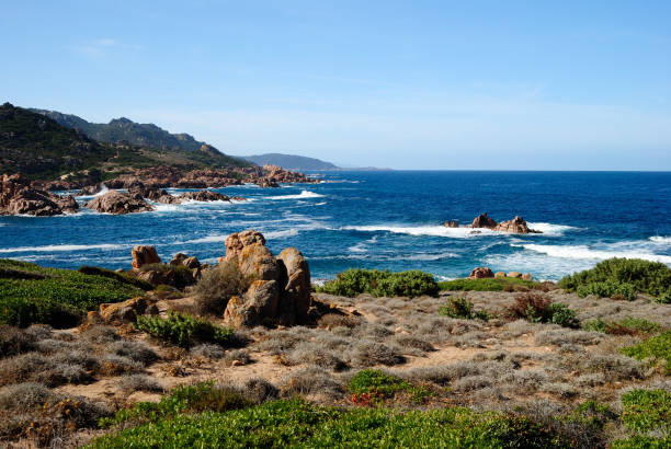 View of Cala Sarraina beach stock photo
