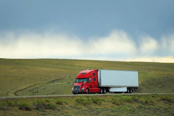 Semi-truck driving in Utah, USA