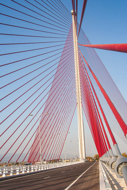 Puente de Castilla-La Mancha is a cable-stayed bridge that rises over the Tagus River, in the Spanish city of Talavera de la Reina, in the province of Toledo, autonomous community of Castilla-La Mancha. At 192 meters high, it is the highest bridge in Spain and the second in Europe. el puente de castilla-la mancha es un puente atirantado que nace sobre el río tajo, en la ciudad española de talavera de la reina, en la provincia de toledo, comunidad autónoma de castilla-la mancha. con 192 metros de altura, es el puente más alto de s