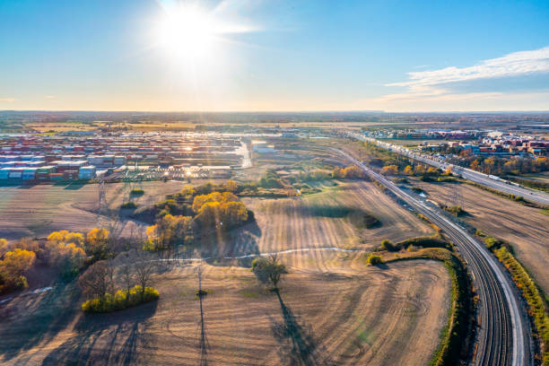 istock Canadian Pacific CPRailway Vaughan Intermodal Terminal in Kleinburg, Canada 1443606889