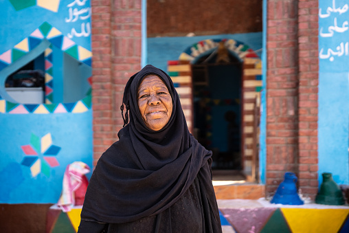 Portrait of a islamic senior woman outdoors