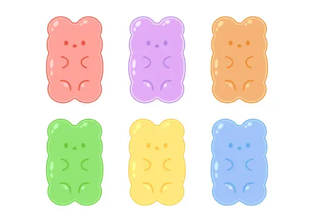 Vector illustration of Jelly bears fruit gummy. Character Illustrator vector design.