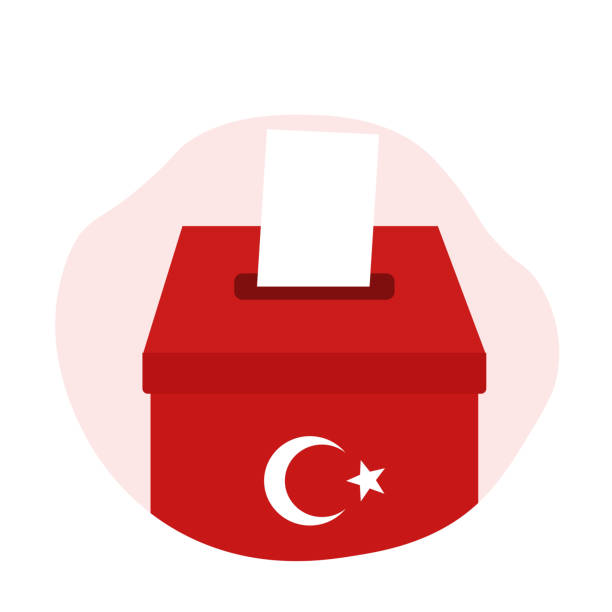 концепция выборов президента правительства турции. иллюстрация ящика для голосования с турецким флагом. - italy voting politics political party stock illustrations