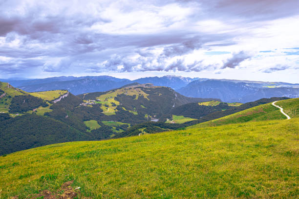 Panoramic view of Lake Garda seen from Mount Baldo, Italy