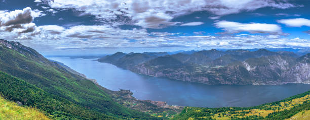 istock Panoramic view of Lake Garda seen from Mount Baldo, Italy 1443625879