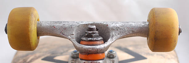 istock Well-used skateboard wheels 144362658