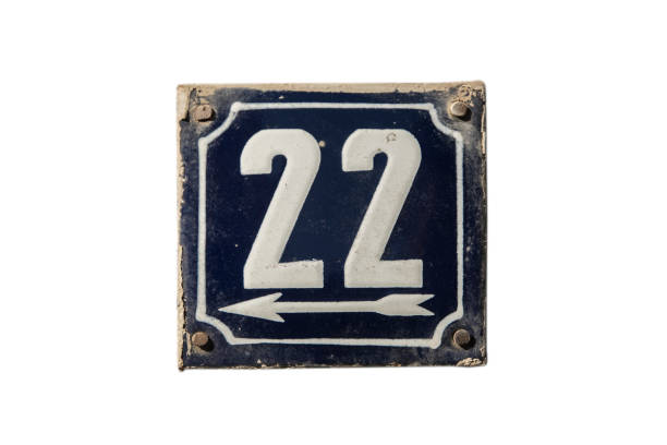 istock Weathered enameled plate number 22 1443628446