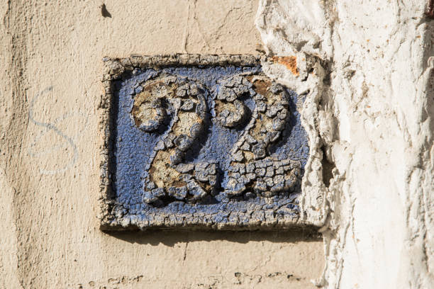 istock Old retro cast iron plate number 22 1443628526