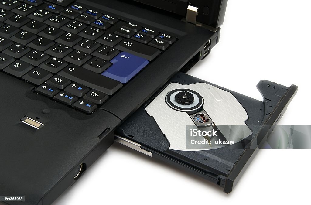 Laptop com abertura da unidade de DVD - Royalty-free Aberto Foto de stock