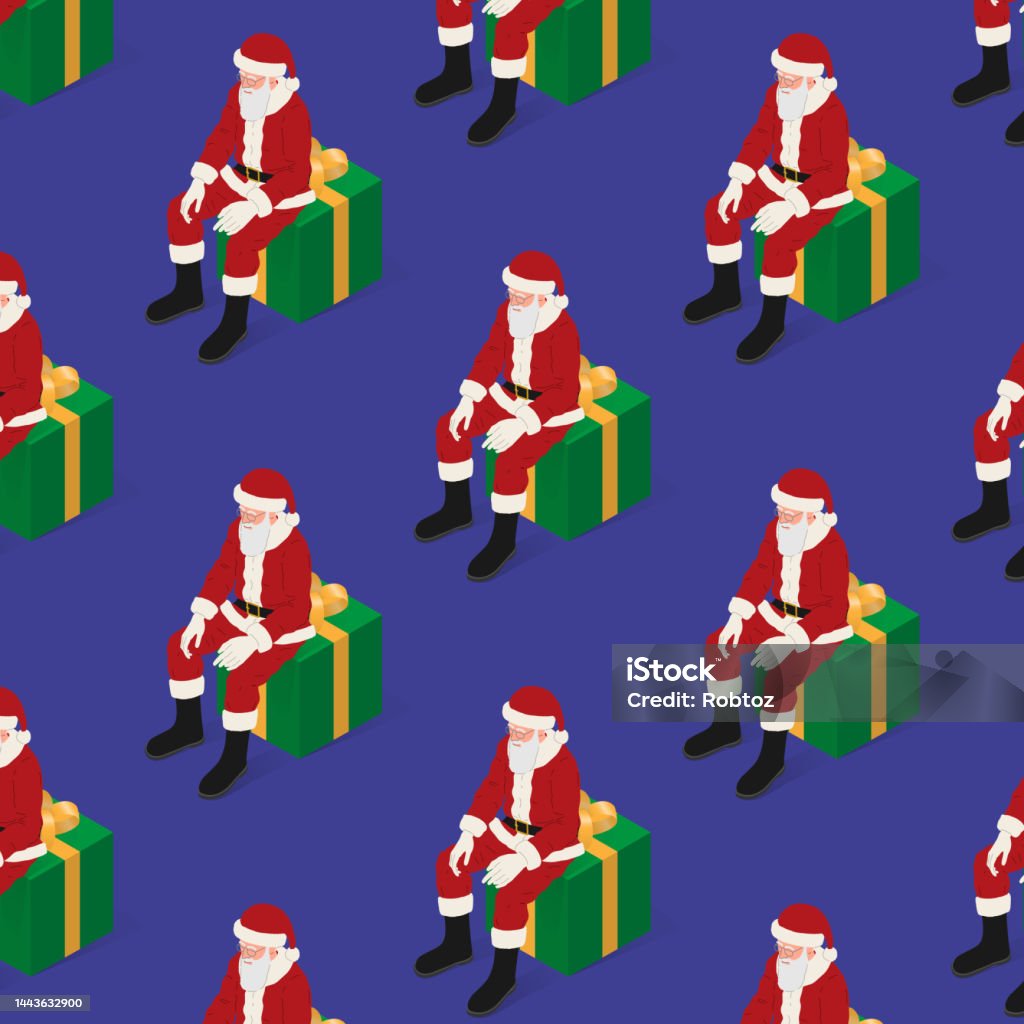 Subtle Santa Background Santa Claus Background With Seamless Pattern Repeating Vector ...