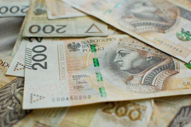 istock Polish banknotes - paper currency background. 1443635817