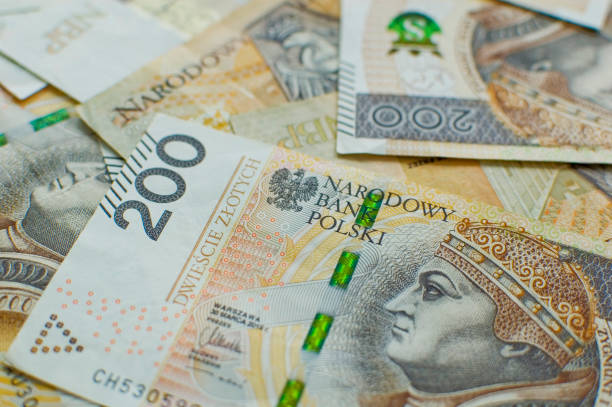 istock Polish banknotes - paper currency background. 1443635822