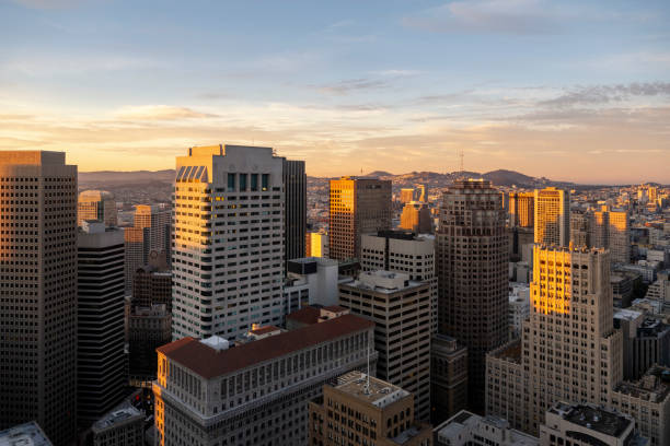 Downtown San Francisco at sunrise stock photo