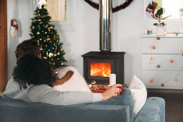 istock Couple embracing on Christmas day 1443640773