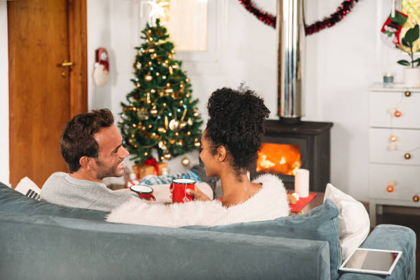 istock Diverse couple having cups of tea 1443640884
