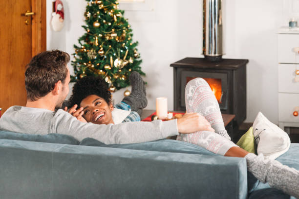 istock Diverse couple having cups of tea 1443641081