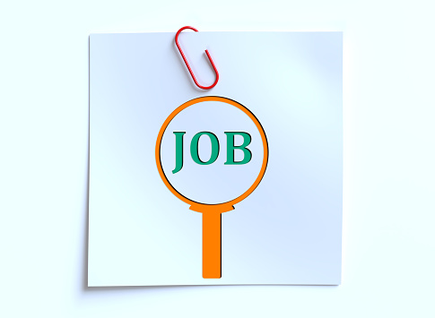 Jobs Text in Magnifying glass