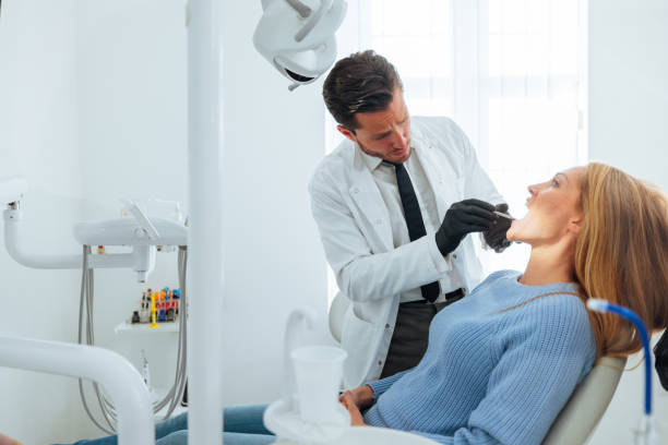 istock Orthodontist examine adult patient. 1443643052