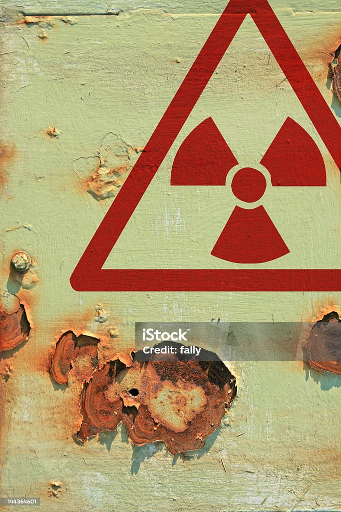 Radioactive Barrel with Atomic sign Paint Stock Photo