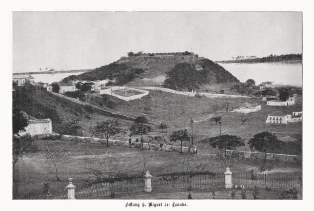 istock Saint Michael Fortress, Luanda, Angola, halftone print, published in 1899 1443650804