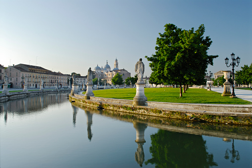 An early morning view of Prato Della Valle, the biggest square in Europe.