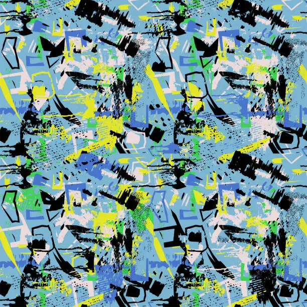 Vector illustration of Abstract geometric fashion seamless pattern. Grunge background