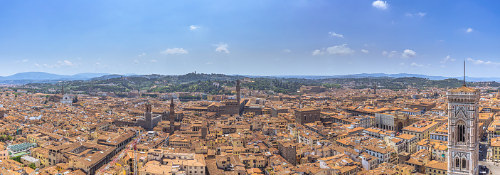 Panoramic rooftop view of the medieval famous city of Florence, Italy