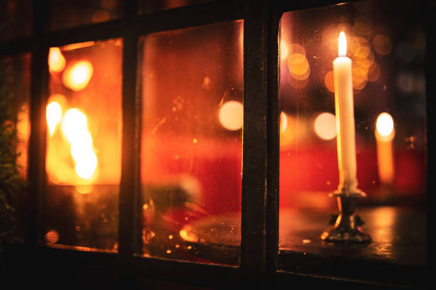 istock Candle in the window of the restaurant 1443658599