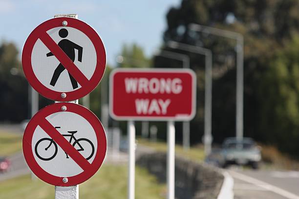 No cycles or pedestrians on motorway. stock photo
