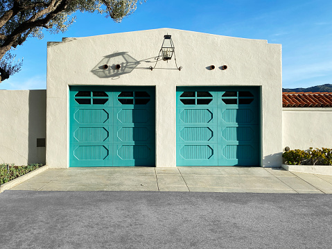 a garage vintage catalina mexican style wooden green parking retro wall driveway